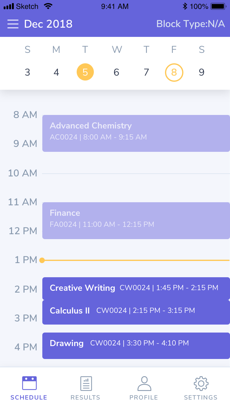 Schedule view